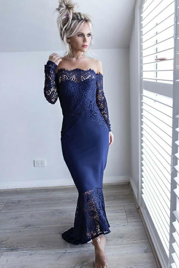 navy blue lace dress